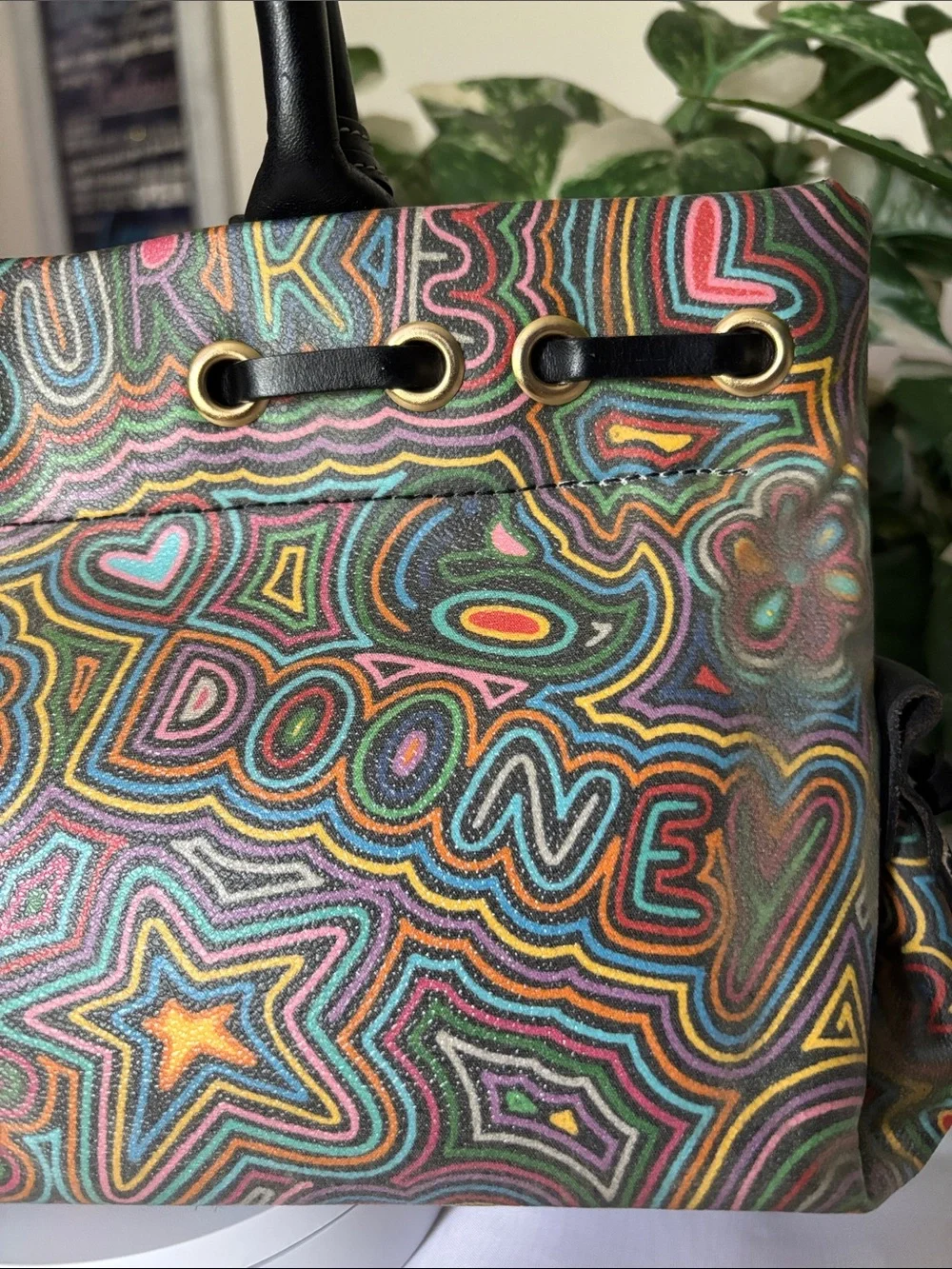 Vintage Y2K-era Dooney & Bourke Rainbow Doodle Graffiti Satchel